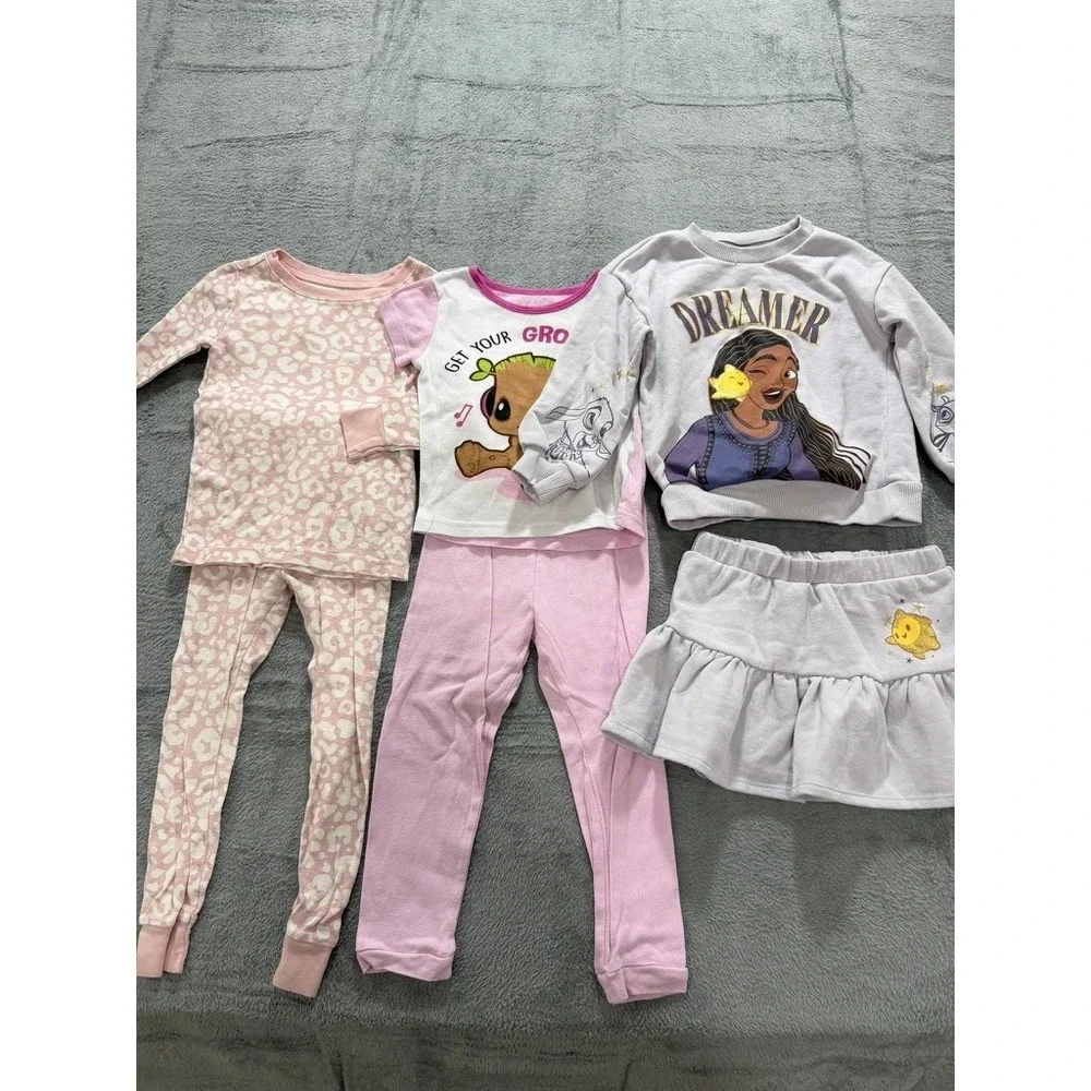 Disney Marvel Old Navy Toddler Girls‎ 4T Pajama & Outfit Lot Asha Groot Leopard